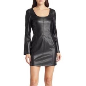 Vero Moda Bella Long Sleeve Faux Leather Dress - Black/Small